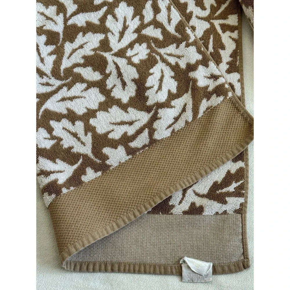 Eddie Bauer Home 3 Bath Towels Brown Oak Leaf Cotton Lodge Cabin Bath Set‎